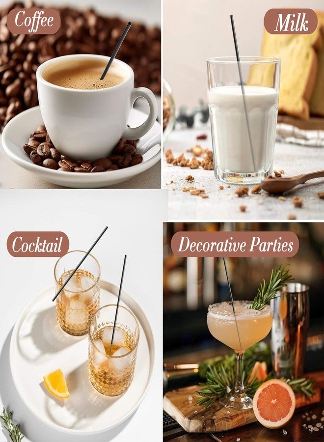 MAQIHAN شفاطات كوكتيل ماكيهان - شفاطات بلاستيكية سوداء مع أعواد تقليب للمشروبات، طولها 5 بوصات، للاستخدام مرة واحدة، مناسبة للقهوة والحليب والعصير والكوكتيل والشوكولاتة، مثالية للحفلات والحانات. (600) - Image 5